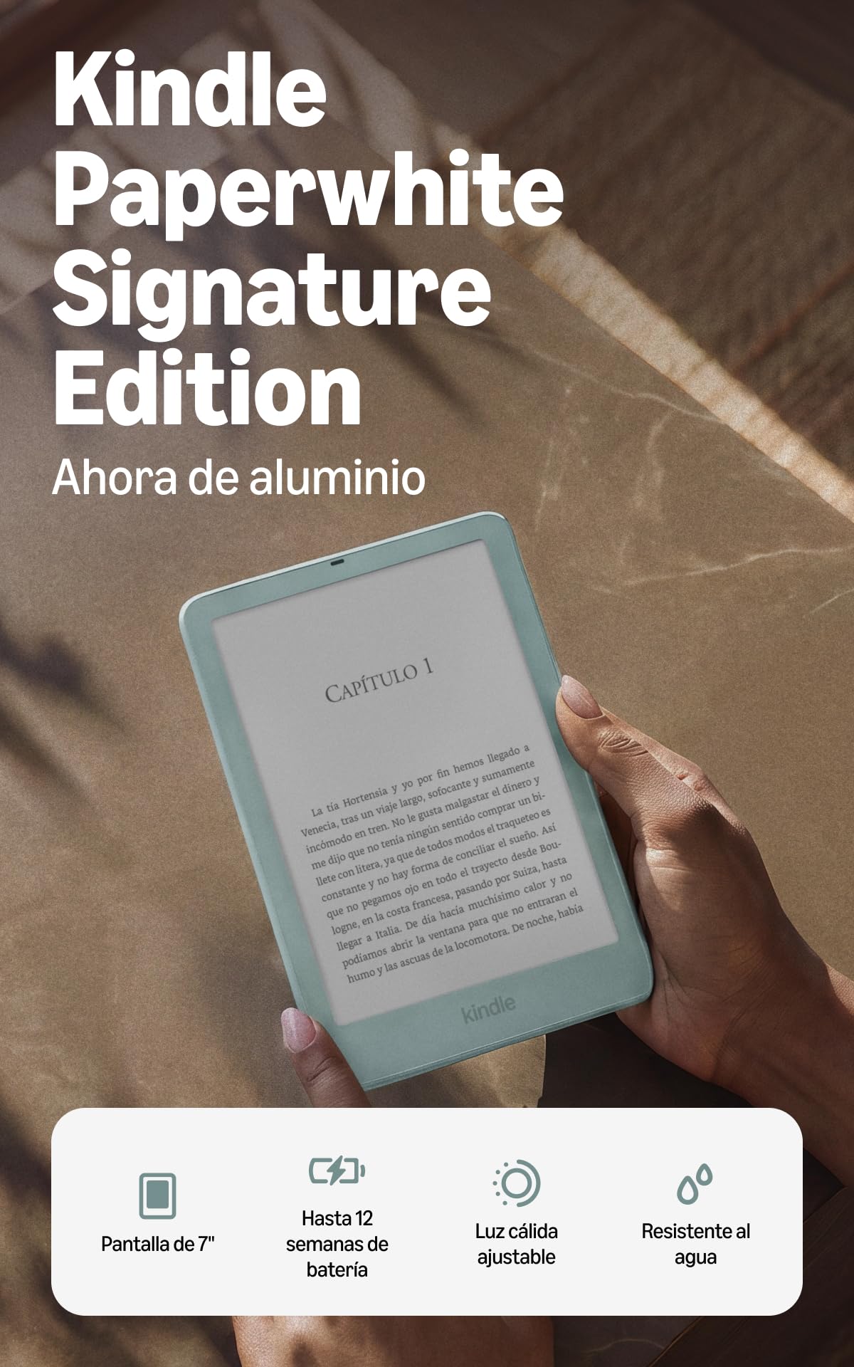 Amazon Kindle Paperwhite Signature Edition (última generación): más fino, con nuevo diseño de aluminio, pantalla de 7" y luz frontal autorregulable | 32 GB | Sin publicidad | Verde agua