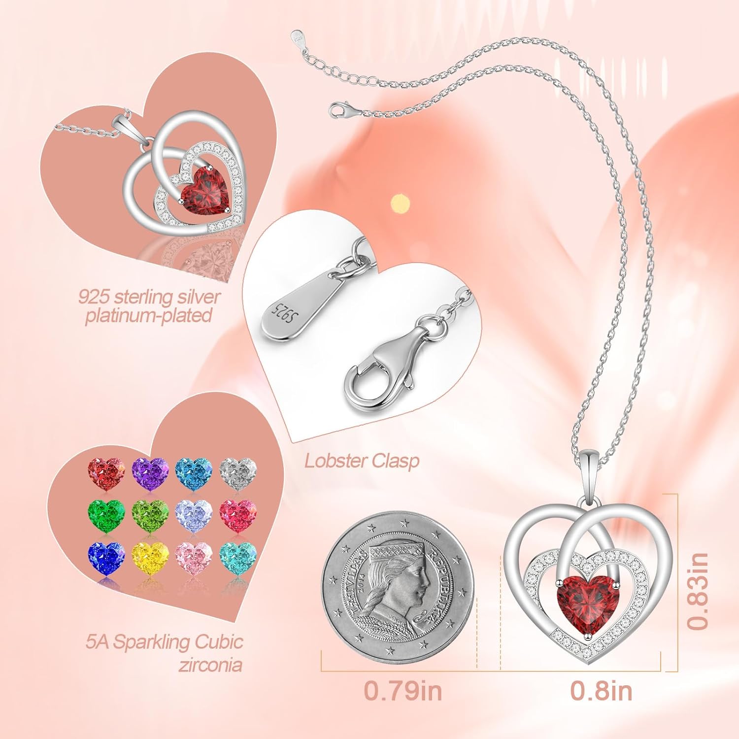 women's necklace 925 Sterling Silver Heart Necklace - Elegant pendant necklace - Heart Pendant for Birthday, Anniversary, Valentine's Day Gift - Thoughtful Gift for Wife, Mom, Girlfriend - Image 5