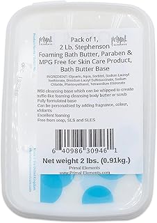 2 Lb. Stephenson Foaming Bath Butter, Paraben & MPG Free for Skin Care Product, Bath Butter Base for Soap Making, Nonirritant for Sensitive Skin, Fragrance Free, Colorless
