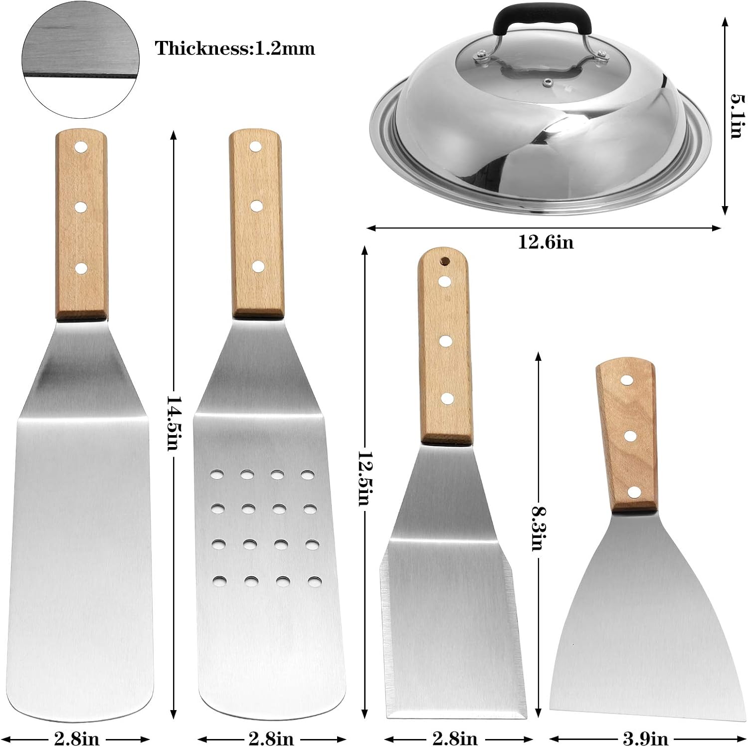 KITOOLBASE Griddle Accessories Compatible with Blackstone, Black Stone and Camp Chef, Flat Top Grill Accessories Kit, Outdoor Grille Accessories Set BBQ Tools with Griddle Spatula
