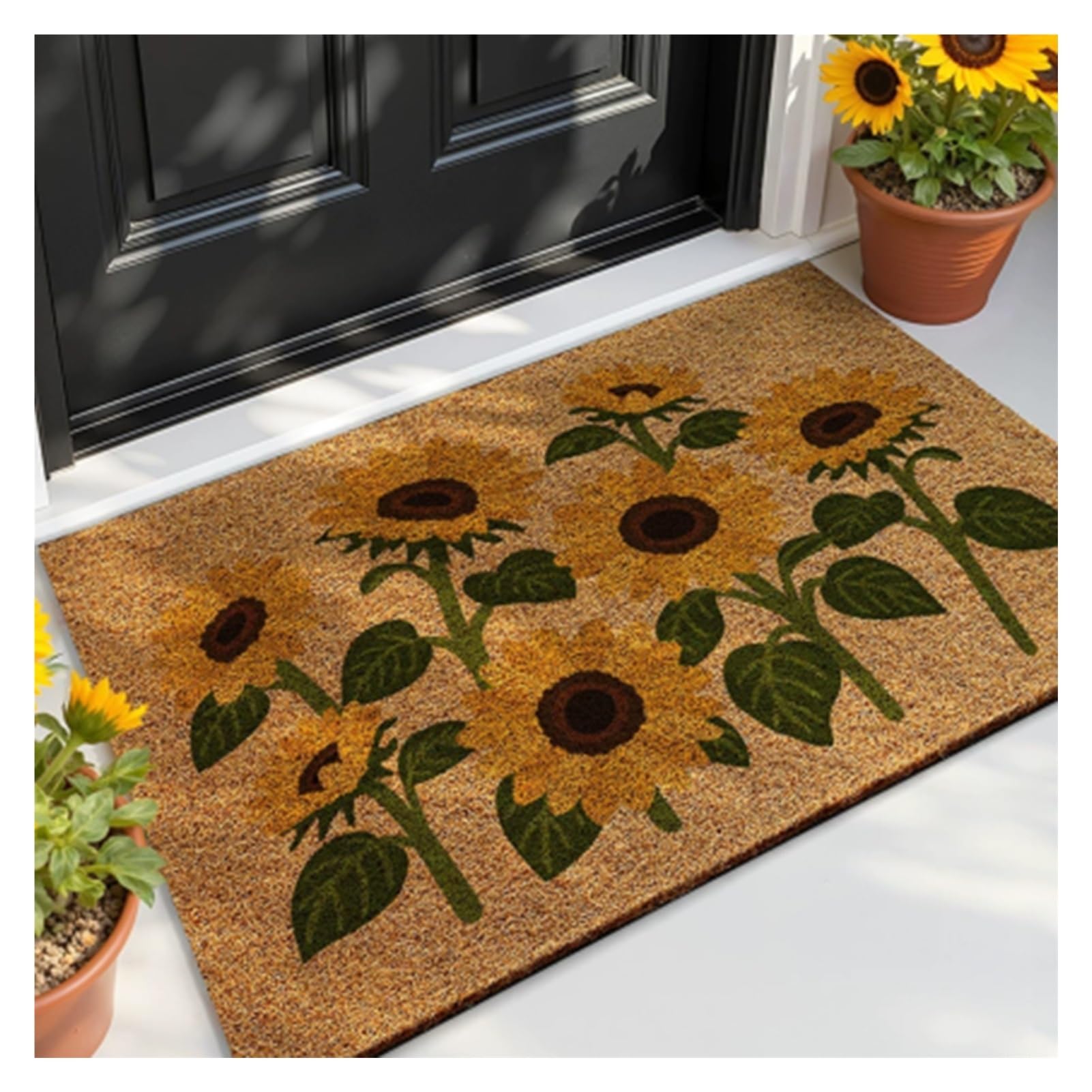 Zerbino Ingresso Esterno in Cocco Tappeto Cucina | Antiscivolo, Assorbente e Lavabile In Lavatrice per Casa Porta, Corridoio, Ingresso, Giardino(A,60x90cm)