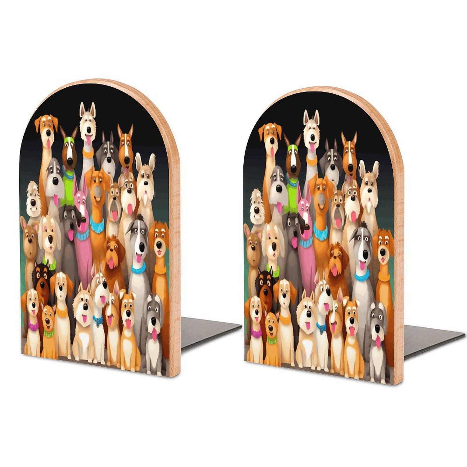 Dogs Bookend for Shelves Unique Book End Sturdy Books Holder Heavy Duty Wooden Bookends Support Non-Slip Book Organizers Decorative Modern Bookend Holder for Home