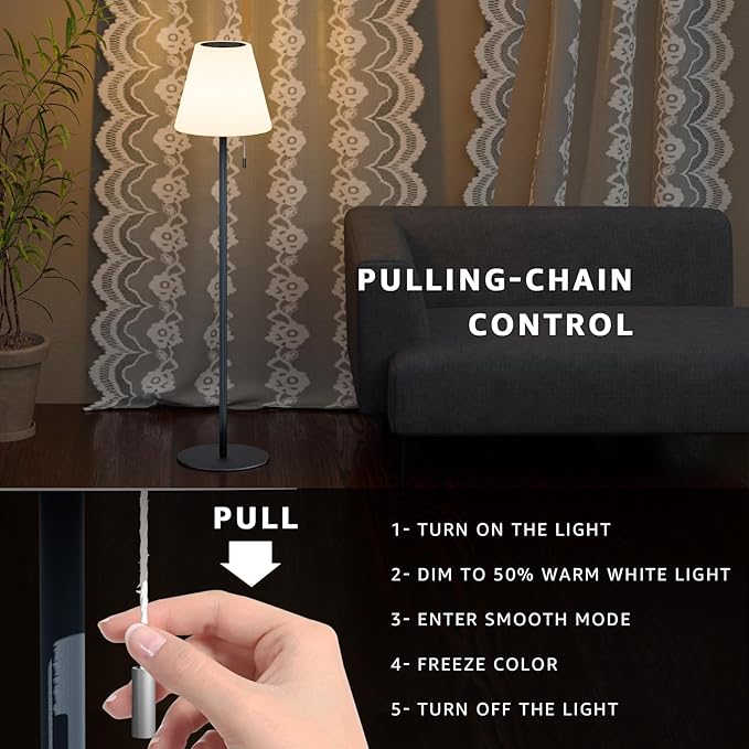 Postlucky Postlucky Solar Floor Lamp Outdoor Dimmable Warm White RGB Battery Powered 2-in-1 Wireless Solar & USB Charging LED Floor Lamp Outdoor IP44 for Garden Terrace Patio photo 2