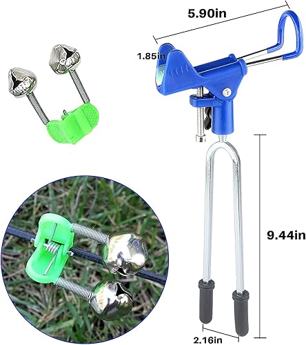 Miniatura 7 de Rod Holder Fishing Pole Holder with Fishing Rod Alarm Bells,Universal Adjustable Gold Fishing Rod Holder Hand and Sea Dual-Purpose Ground Plug