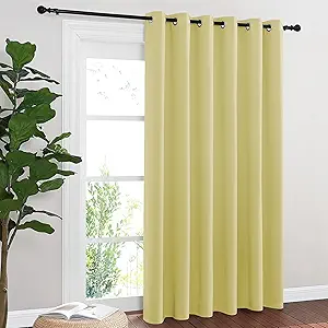 NICETOWN Blackout Sliding Door Curtains 84 Inch Length, Extra Wide Room Divider Grommet Energy Saving Thermal Insulated Curtain for Patio Door Window(W80 x L84, 1 Panel, Paler Yellow)