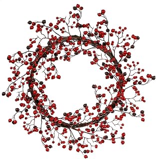 Vickerman 22" Red-Burgundy Mixed Berry Artificial Christmas Wreath, Unlit - Indoor Outdoor Weather Resistant Berry Wreath Decor