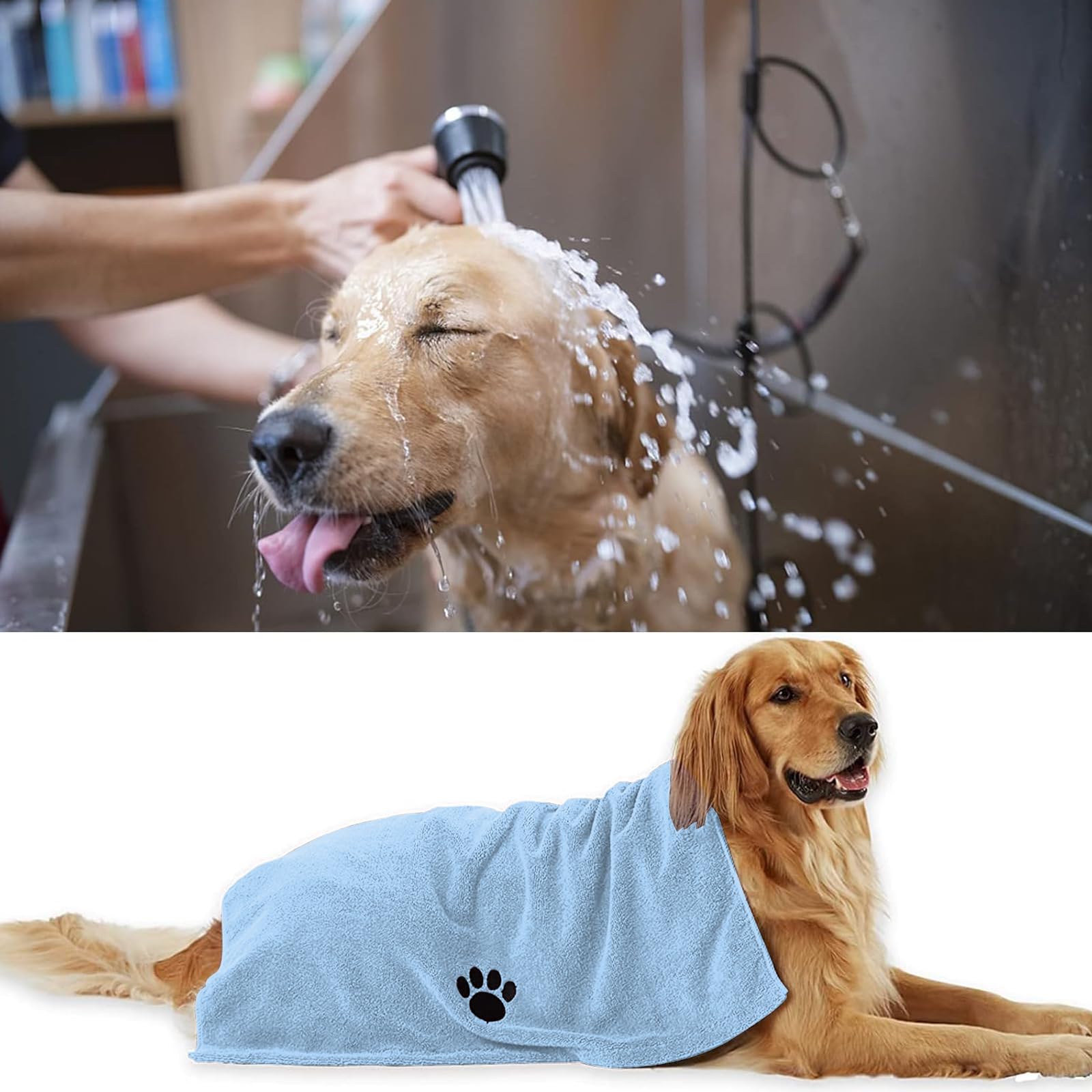 Pack 3 Serviettes Microfibre Pour Chien - 75x35 Cm, Ultra-absorbantes, Douces, Lavables Machine, Séchage Rapide