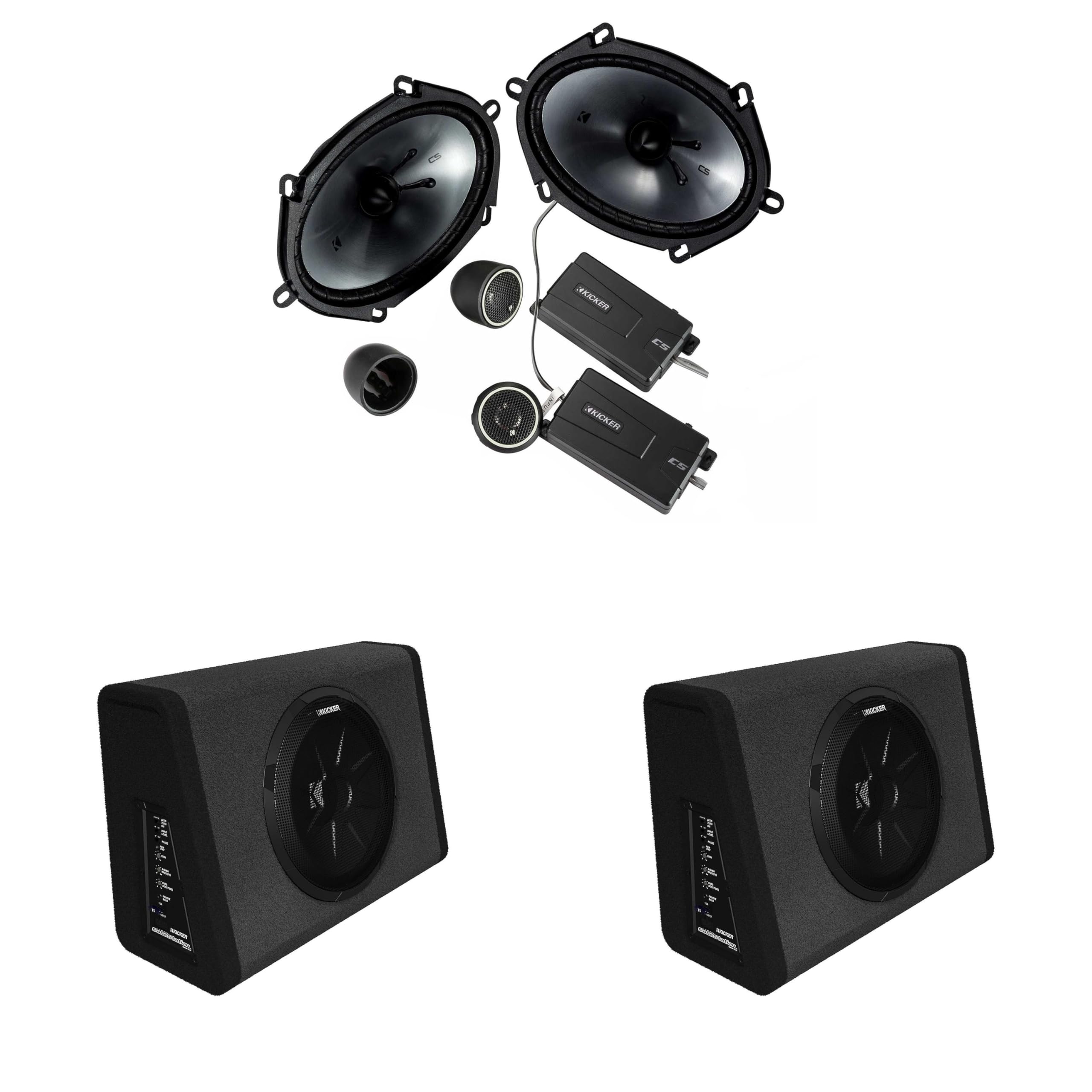 KICKER (2 11PT250 Powered Sub Enclosure & 46CSS684 6x8 Component Bundle