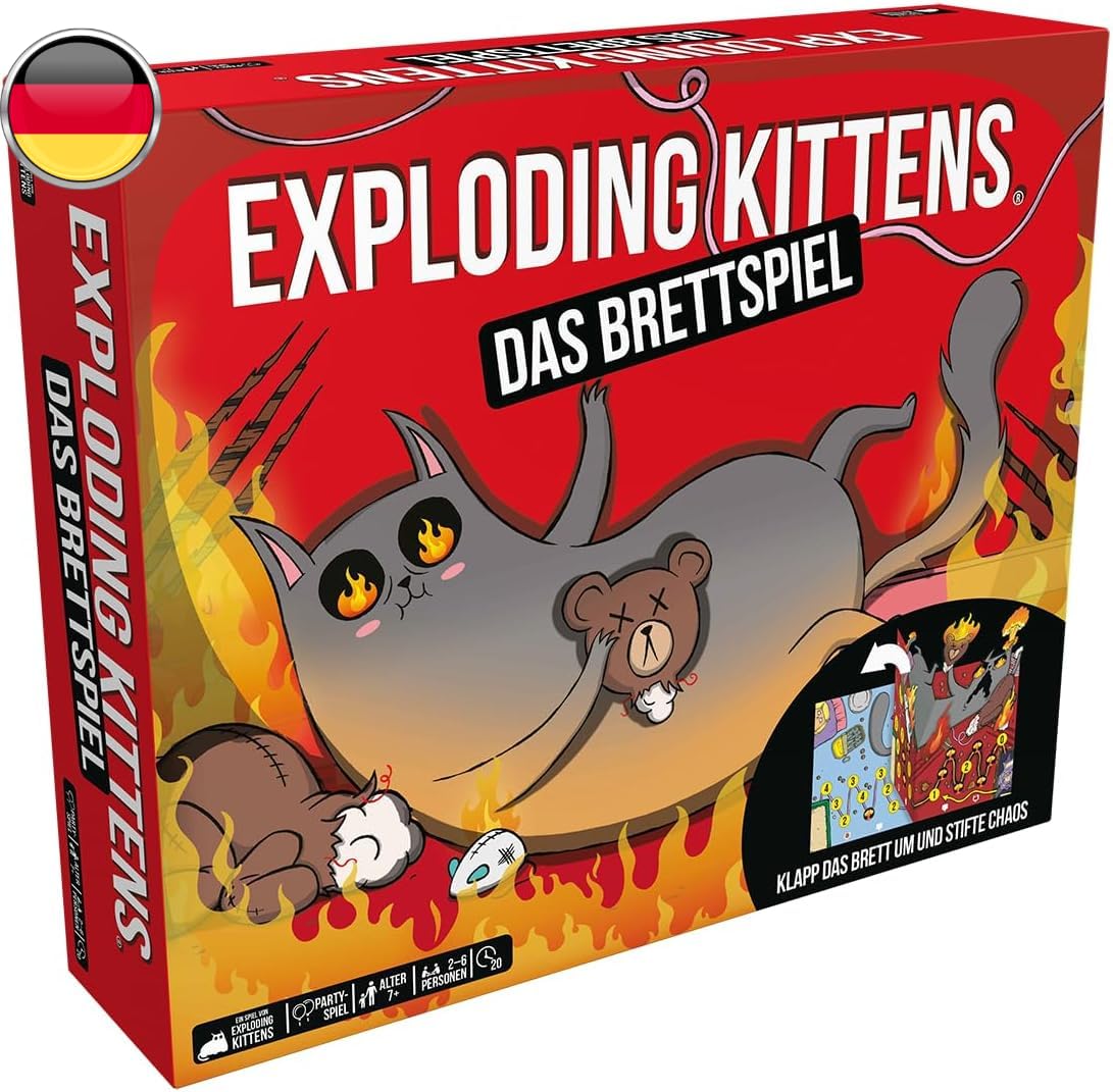 Exploding Kittens, Exploding Kittens: The Board Game, Party Game, 2-6 Players, from 7+ Years, 20 Minutes, German