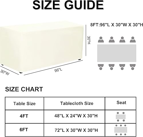 Miniatura 123 de PLOYMONO Paquete de 4 manteles ajustables color negro, fundas de mesa hasta el suelo para mesas rectangulares de 6 pies (72 x 30 pulgadas), mantel