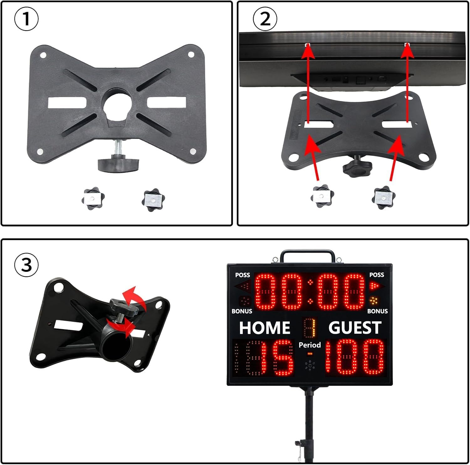 Digital Scoreboard with Remote and Tripod for Sports Games, Display Score with Timer,Built-in Battery & Buzzer,Coach Supplies