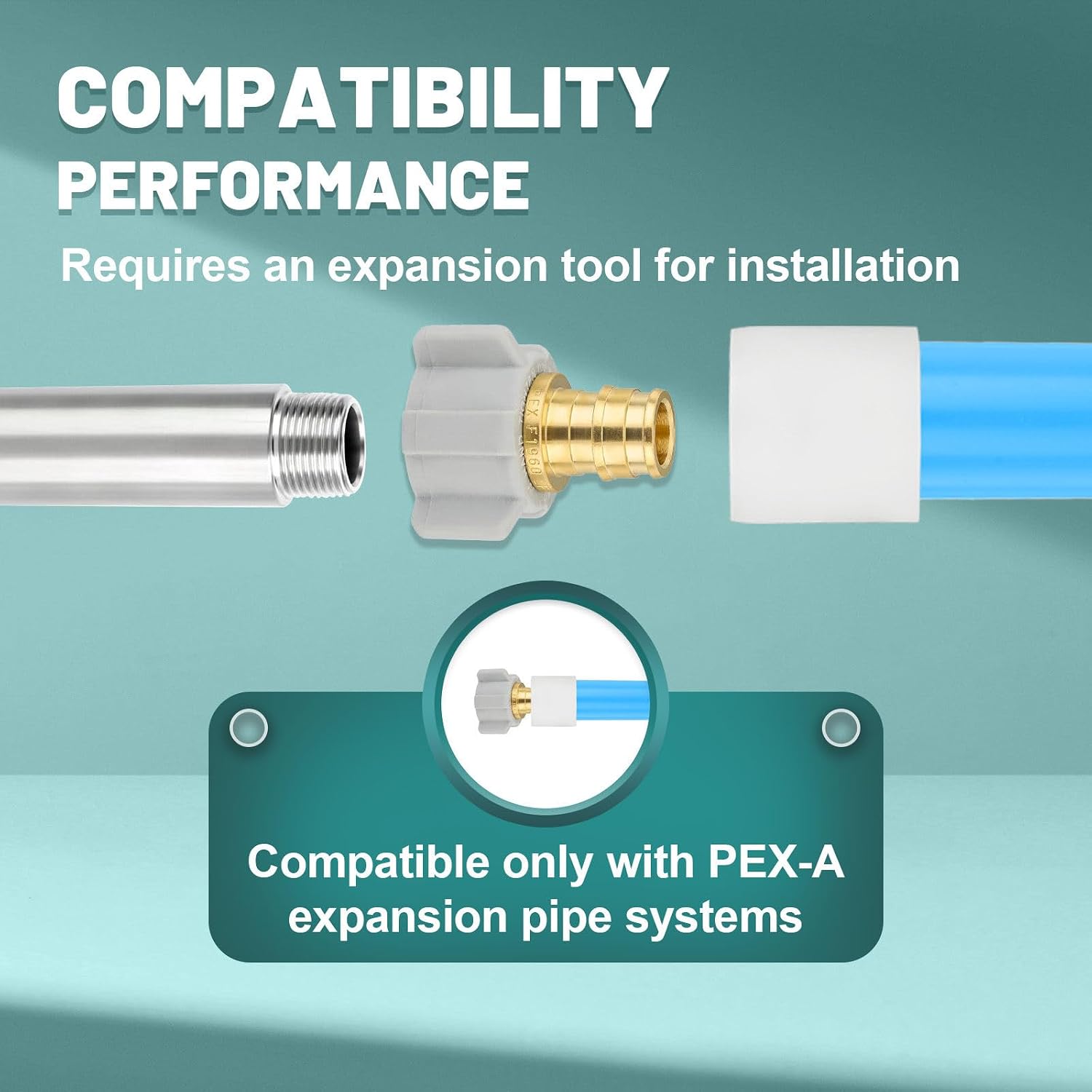 10-Pack Niikappu 1/2" PEX A x 1/2" Female NPT Swivel Adapter, Full Flow Pex-A Expansion Fitting, Heavy Duty Brass Expansion Pipe Fitting