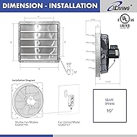 Vista 5 de iLIVING Extractor de persiana montado en la pared de 18 pulgadas, obturador automático, con termostato y controlador de velocidad variable, 0.85A
