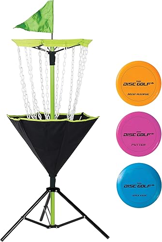 Franklin Sports Cestas de golf de disco – objetivo de golf portátil con cadenas incluidas – Equipo de soporte de cesta de golf de disco para