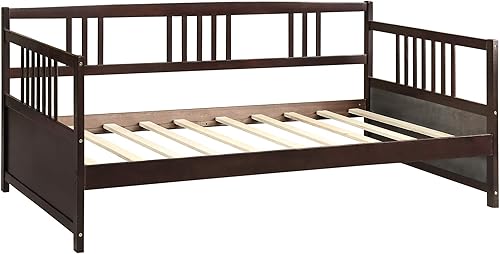 Miniatura 33 de Flieks Sofá cama de madera de tamaño individual con dos cajones de almacenamiento y soporte de 10 listones de madera (blanco)