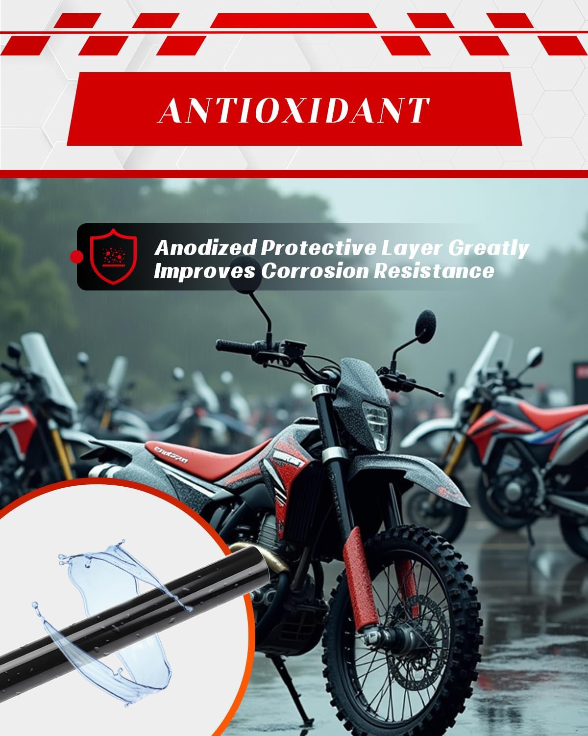 JFG RACING 7/8" 22mm Motorcycle Handlebar Kit With Cross Bar & Chest Pad & Grips for Most Dirt Pit Bike Motocross ATV Off Road, BLACK