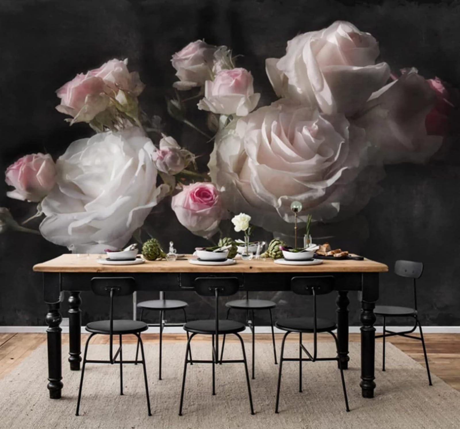 XLMING Vintage Beautiful Three Dimensional Pink Rose 3D Wallpaper Luxury Home Dining Decor Paste Sofa Living Room The Wall for Bedroom Mural-200cm×140cm