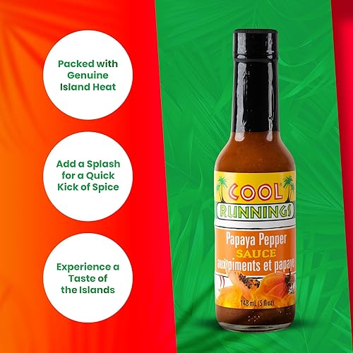 Miniatura 2 de Cool Runnings Salsa de pimienta de papaya, 5.0 fl oz - Salsa picante caribeña dulce y picante, salsa picante perfecta para tu arroz, pizza, alas,