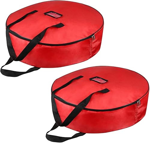 Bolsa de almacenamiento para coronas de Navidad de 30 pulgadas contenedor grande de almacenamiento para coronas de Navidad tela Oxford duradera