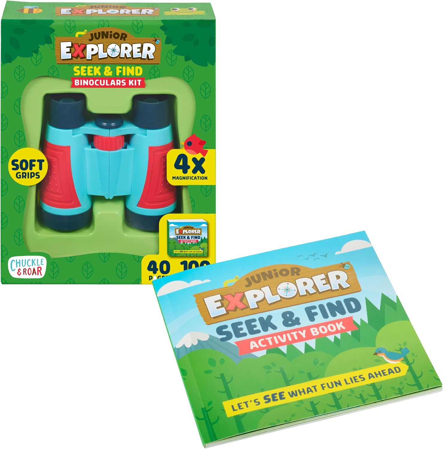 Chuckle & Roar - Explorer Kit - an Outdoor Seek and Find Binocular Kit - Great for at The Park or in The Yard - Durable and Washable - Ages 5 and up
