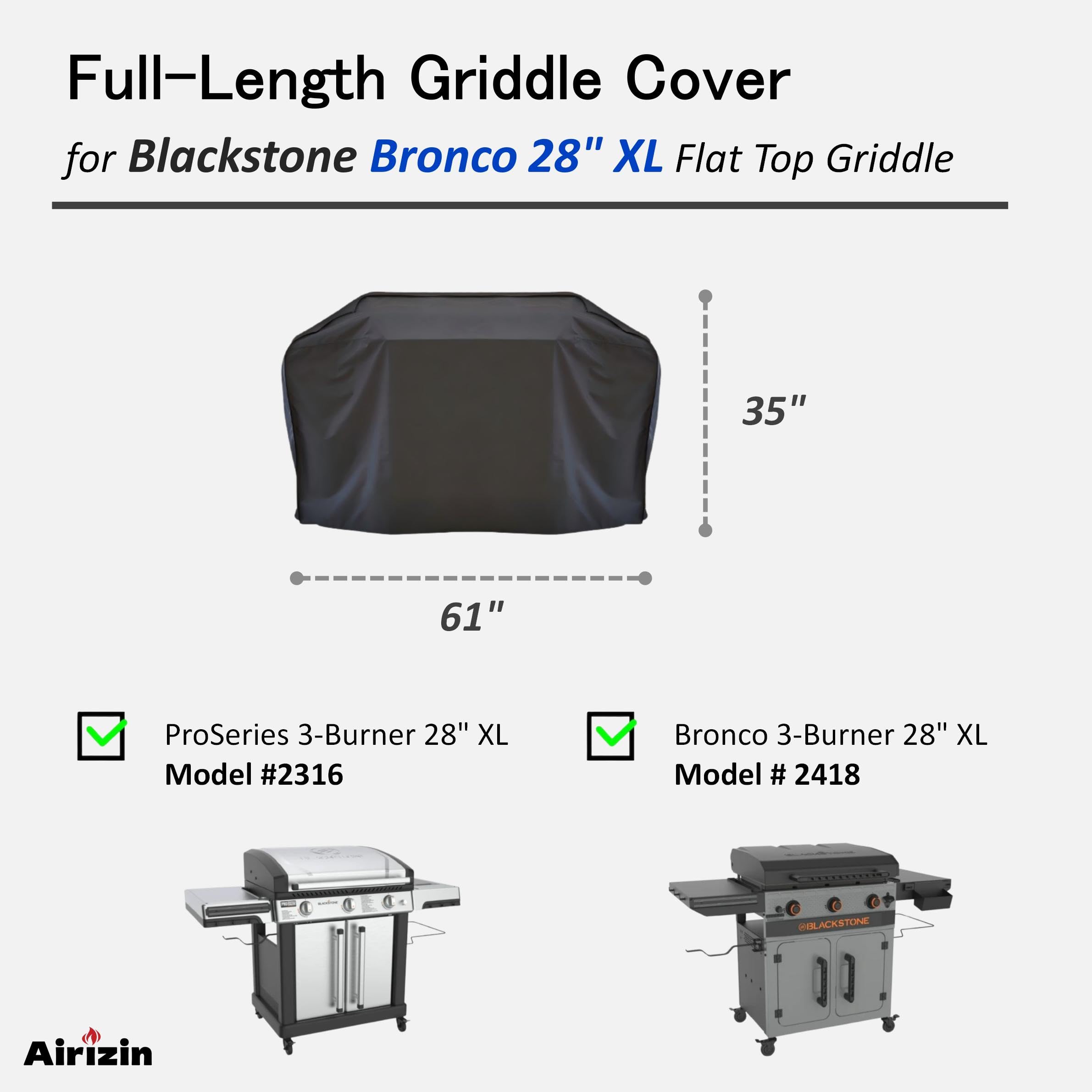 Grillabdeckung Für Blackstone Bronco 5-Brenner Grillplatte – 190,5 Cm, 600D Wasserdicht, Mit Seitengurten