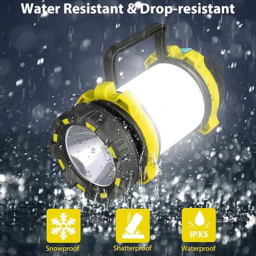 Miniatura 2 de Paquete de 2 linternas de campamento, luz LED para acampar al aire libre, linternas recargables con 1000 lm, 6 modos, banco de energía de 4000 mAh,