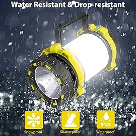 2 Pack Camping Lantern, Outdoor LED Camping Light, Rechargeable Flashlights with 1000LM, 6 Modes, 4000mAh Power Bank, IPX5 Waterproof Portable Emergency Camp Light for Hurricane Survival - Yellow