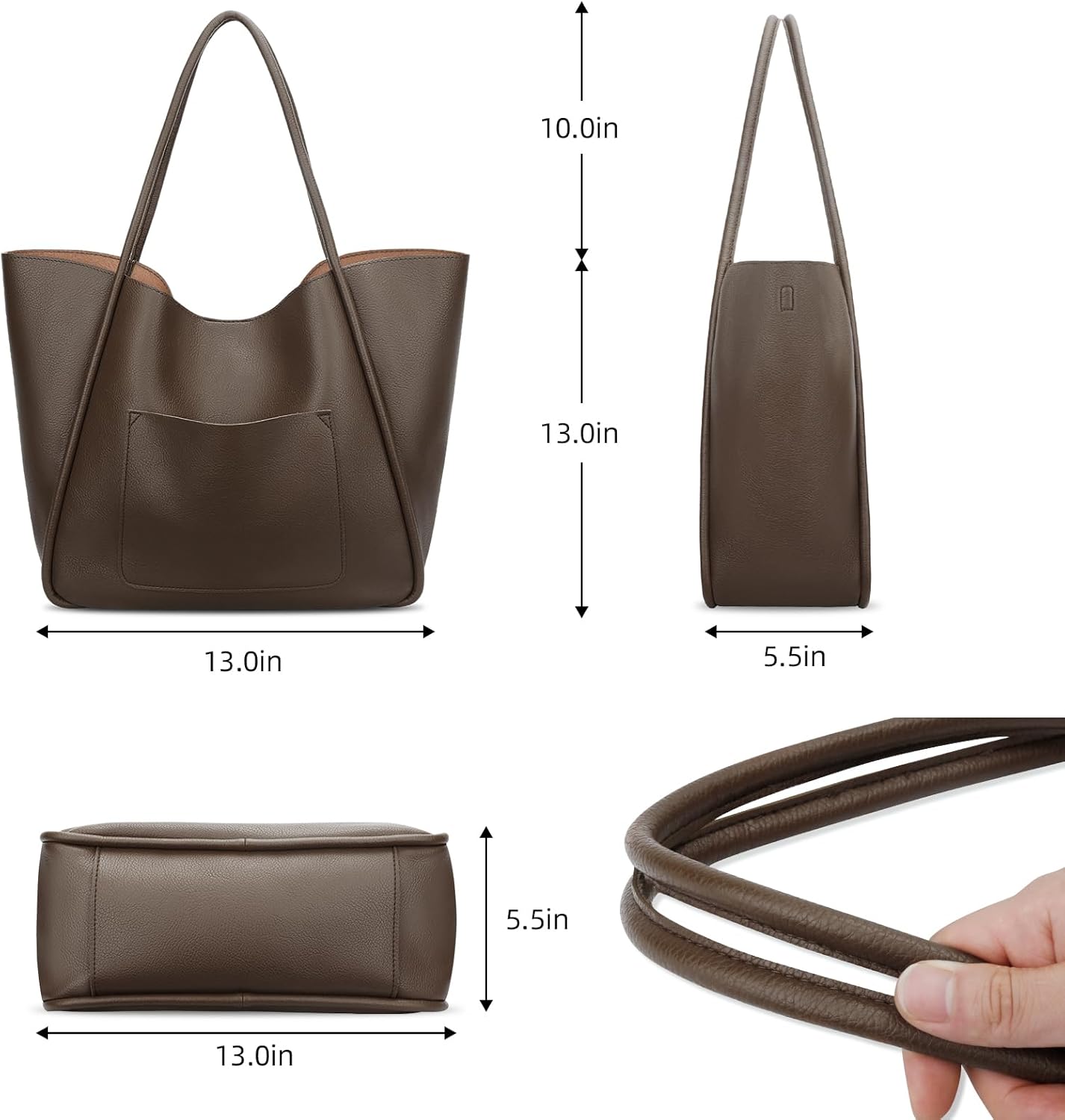 KKXIU Tote Bag for Women Vegan Leather Shoulder Purse Large Capacity Travel Bag