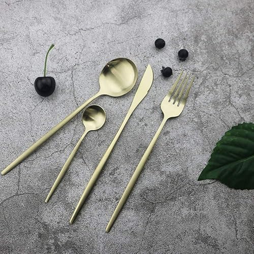 Miniatura 2 de JASHII Juego de cubiertos de acero inoxidable de 24 piezas, juego de utensilios de cocina para 6, juego de cubiertos para el hogar, apto para