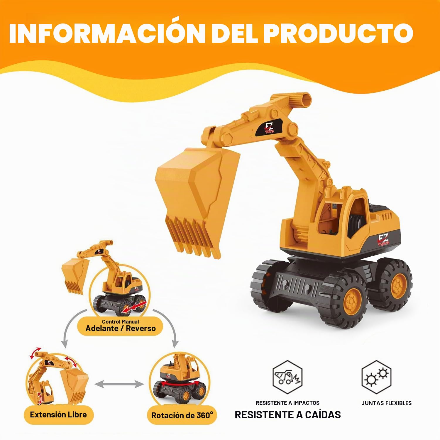 3 PCS Excavadora Juguete, Juego De Excavadora De Juguete De Arena, Coches Juguete De Arena, Con Volquete Camión Excavadora Cargador Frontal, Camiones De Construcción Para Niños e 3 A 12 Años