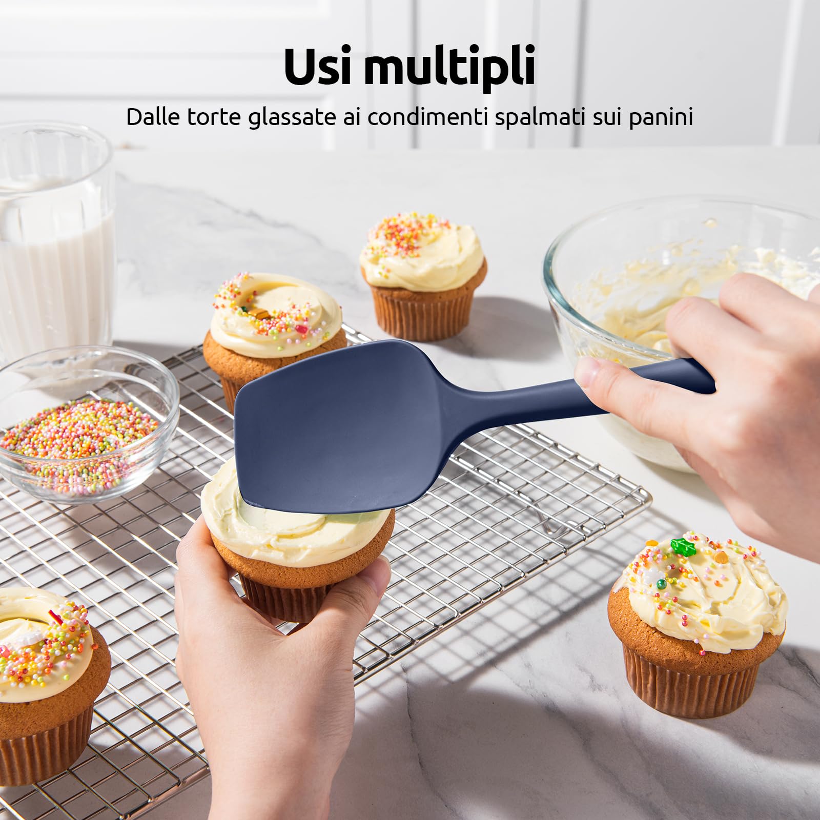 Cucchiaio Spatola Silicone Set 3: U-Taste 315℃ Resistenza al Calore Leccapentola in Gomma Flessibile senza BPA, per Cucinare Raschiare Mescolare, Utensili da Cucina (Multicolore)