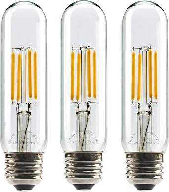 3 Pack Tubular Light Bulbs 40W Equivalent, 4W 2700K E26 LED Edison Bulbs