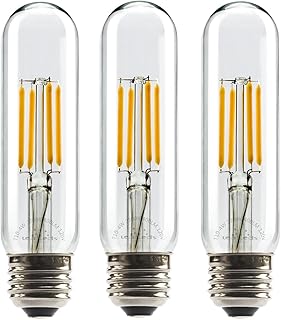Leadleds 4W Tubular LED Bulb Edison Style COB LED Filament Bulb T10, Non Dimmable E26 Medium Base Lamp 40 Watt Incandescent Bulb Equivalent 2700K Neat Warm White, 3-Pack