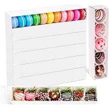 30 Pack Chocolate Covered Strawberry Boxes, 12x2.36x2 Inches Macaron Boxes with Clear Lids, White Bakery Box for Macaron, Chocolate Truffle, Cookies, Cocoa Bombs