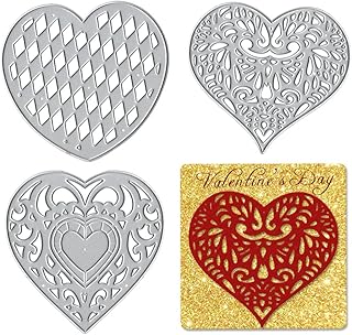 3 Pieces Valentines Hearts Metal Cutting Dies for Card Making Supplies, Valentine's Day Die Cuts Embossing Stencil Templat...
