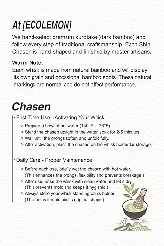 Miniatura 8 de Shin Chasen (1 pieza), batidor de matcha hecho a mano, batidor de bambú para té matcha, bambú oscuro Chasen, cepillo matcha Wisk mezclador batidor