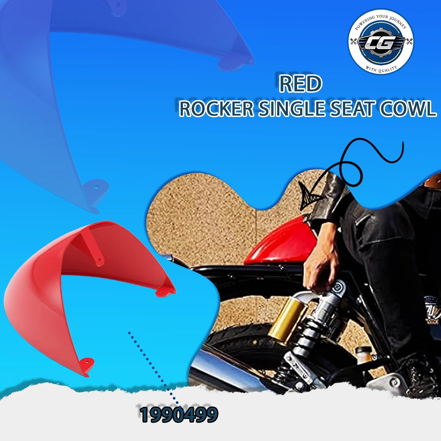 Fits For Royal Enfield Rocker Single Seat Cowl Compatible With Continental GT 650 | Premium Quality Classic Rear Seat Cowl | Color – Red | Part Number - 1990499