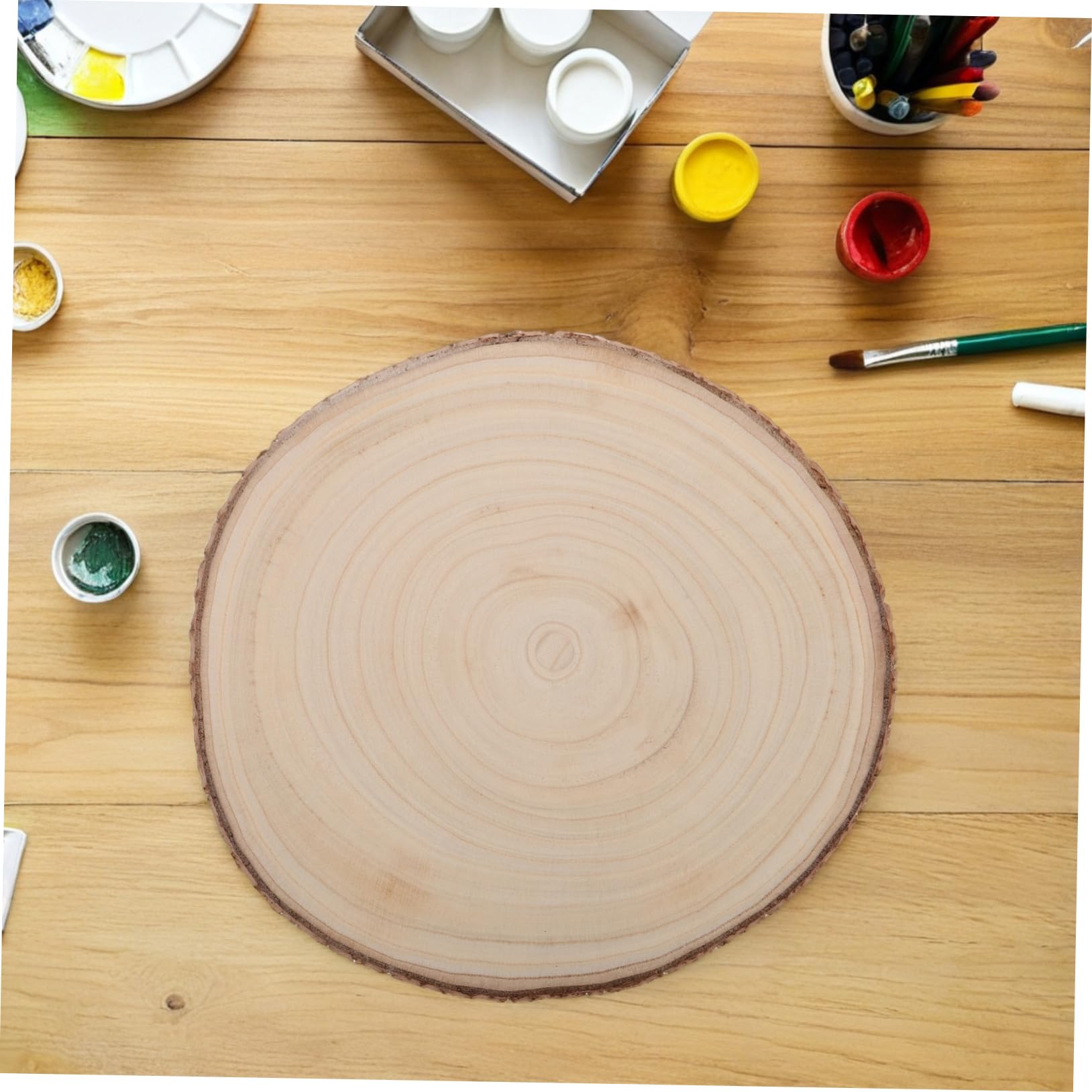 2 Stück Ungebeizte Holzscheiben zum Selbermachen mit Rinde | Beige, Holz, für Malerei und Vielseitige Nutzung, Geeignet für Profis und Anfänger, Bastelbedarf