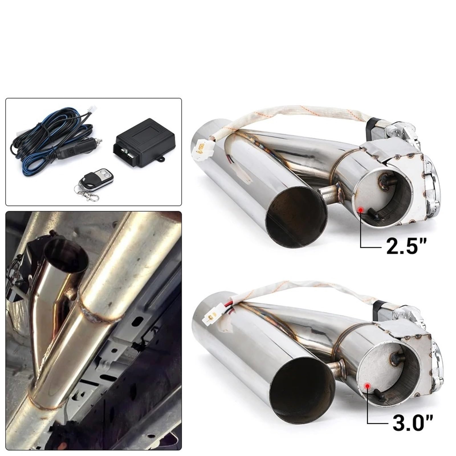 Scarico Tubo Punta Valvola Di Scarico Elettrica Universale In Acciaio Inossidabile Da 2,5" / 3" Con Telecomando Wireless VR-CT93 Scarico Auto Terminale(CT93-30)