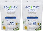 Eco-Max Pacs de lave-vaisselle automatique hypoallergénique 20 Nombre, sans parfum