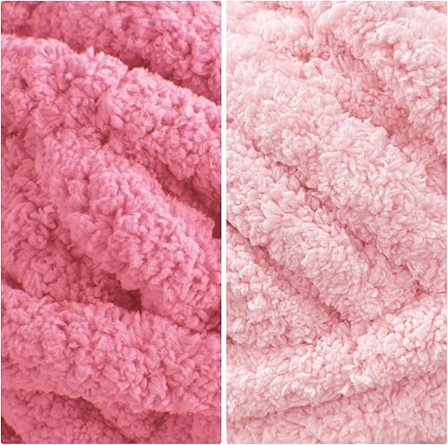 Vista 239 de HOMBYS Paquete de 8 hilos gruesos surtidos para tejer a ganchillo, hilo súper voluminoso, grande, suave y esponjoso, hilo de felpilla grueso para 4