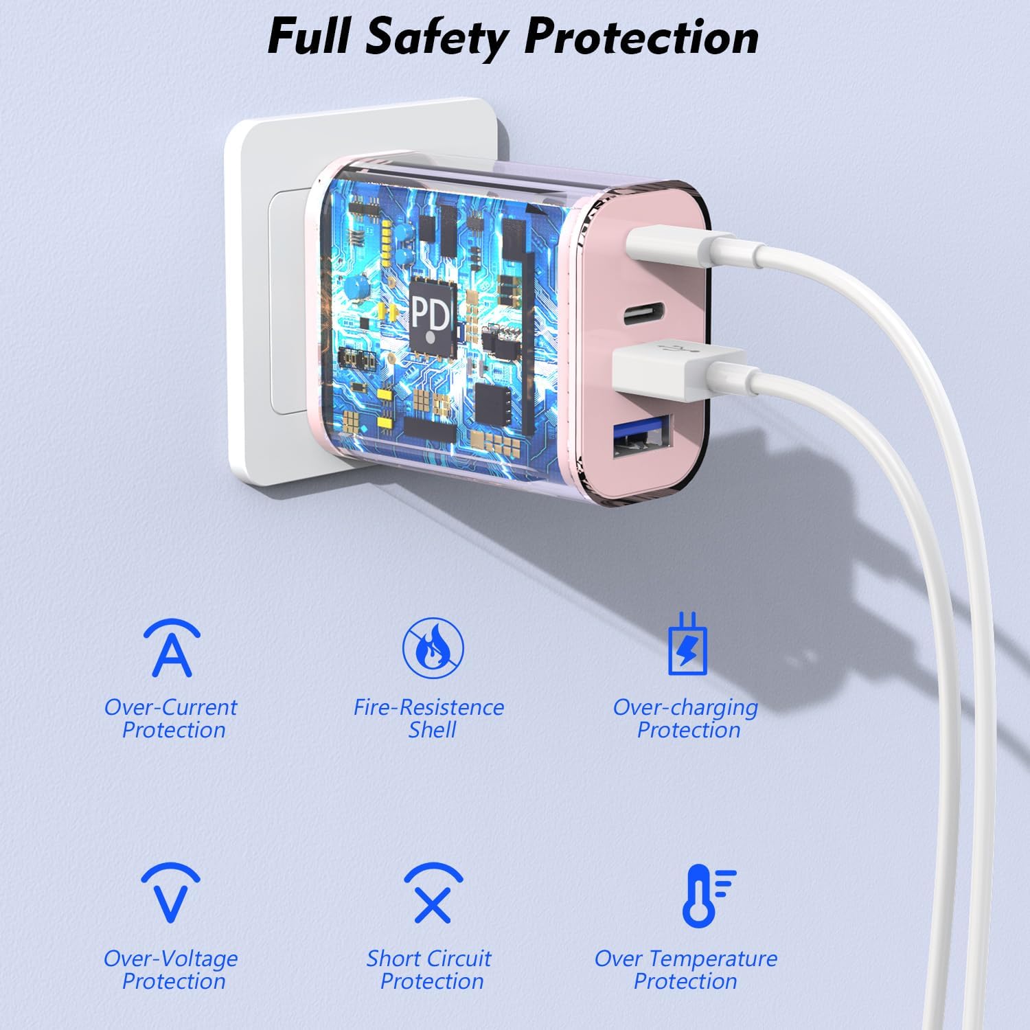 3Pack 4-Port USB C Fast Charging Block,40W iPhone 16 Charger Adapter for PD Power Adapter & QC Wall Plug,Multiport USB C Charging Block Apple Cube for iPhone 17/17 Pro/Air/16/15 Pro Max/14/13/12(Pink)