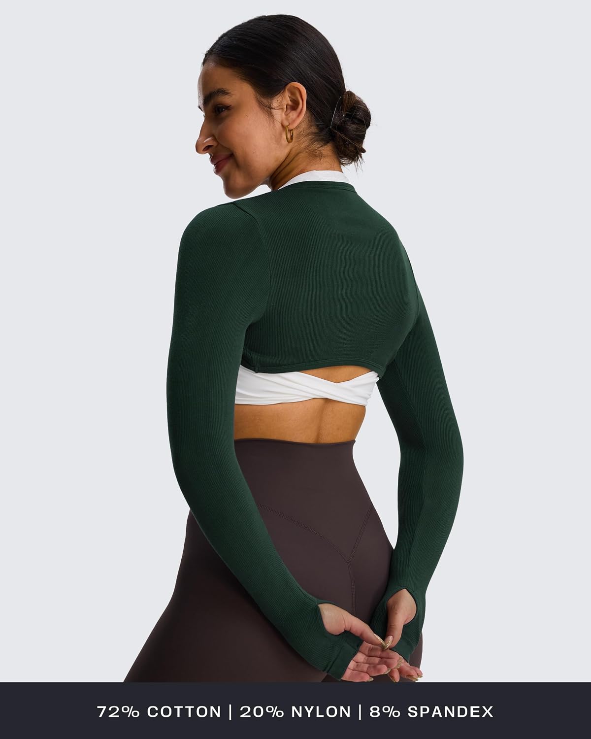 Aoxjox Women's Seamless Shrug with Thumb Holes