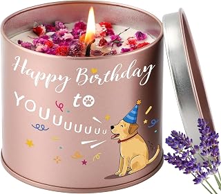 Happy Birthday Candle Gifts for Women Men, Funny Best Friend Friendship Birthday Gift for Bestie BFF Coworkers, Christmas Gift Ideas for Dog Owners, 9oz Lavender Scented Candle