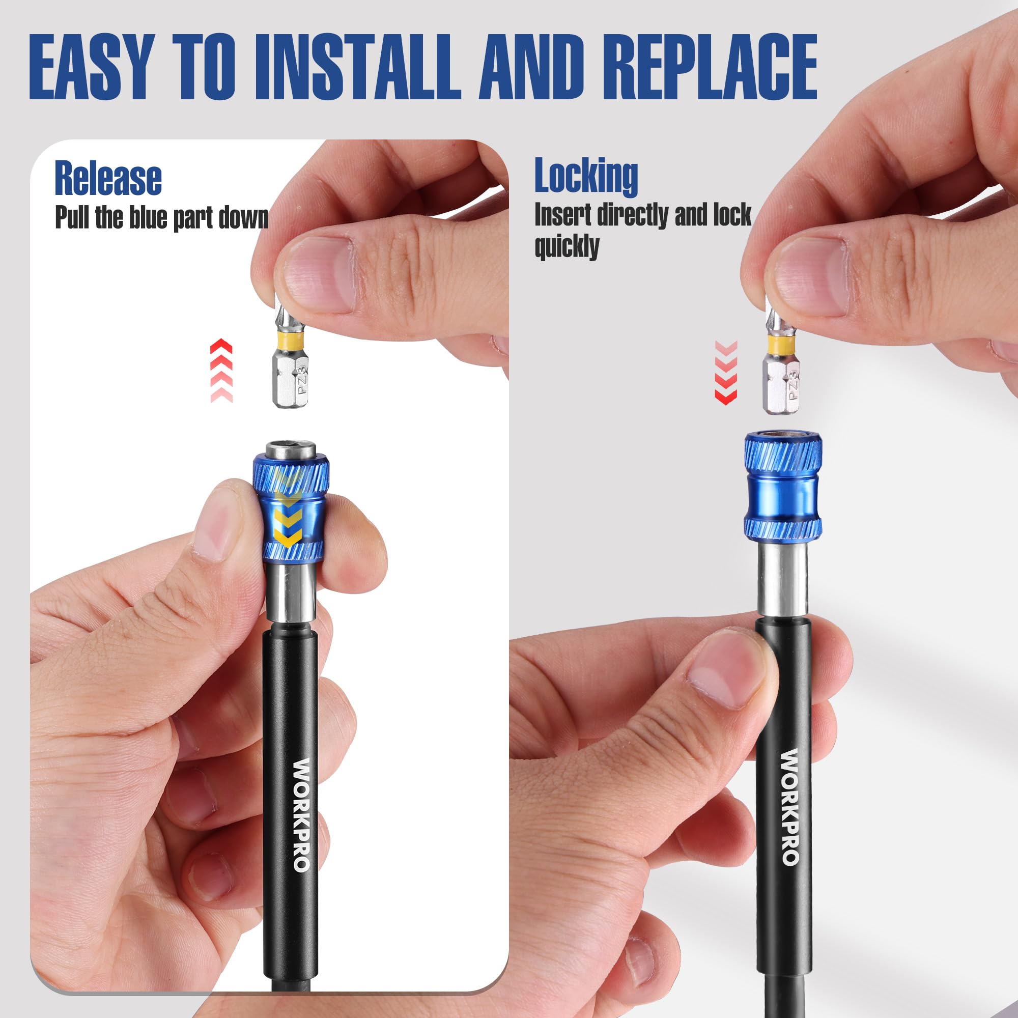 WORKPRO Drill Bit Extensions - 4-Piece Set -4 WORKPRO Drill Bit Extensions - 4-Piece Set -4