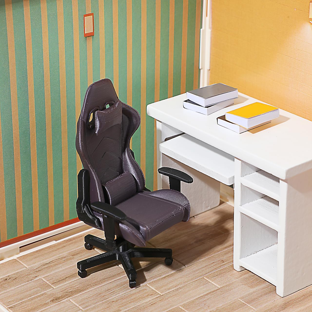 TOYANDONA 1 12 Scale Miniature Gaming Chair Dollhouse Furniture Tiny Office Computer Chair Miniature Decor for Collectors and Micro Scene Display
