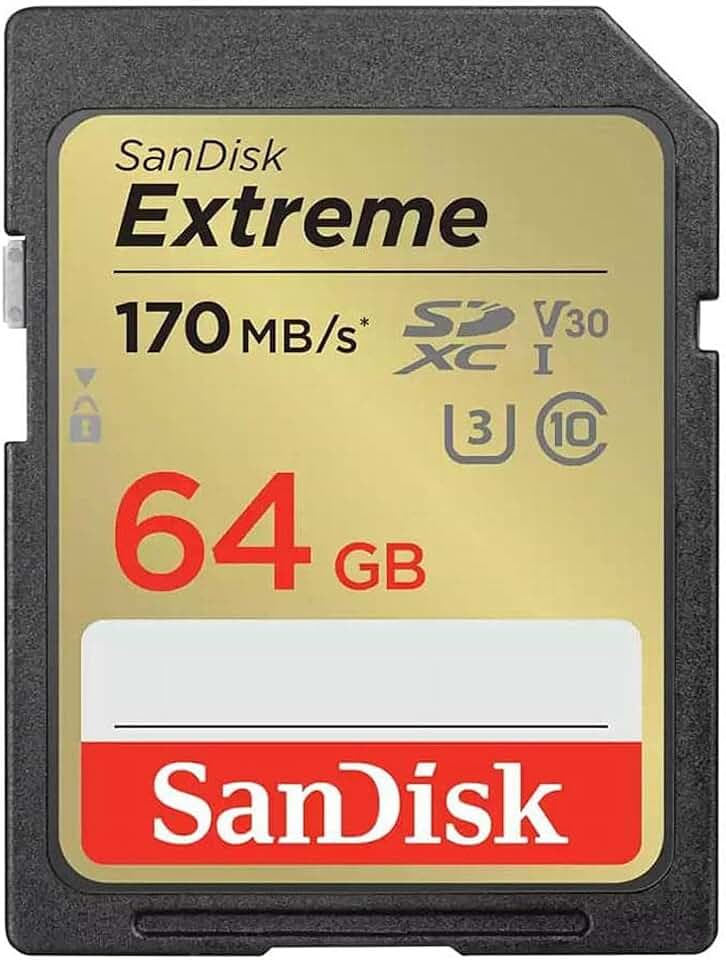 Cartão SD SanDisk 64GB Extreme SDXC UHS-I - C10, U3, V30, 4K UHD - SDSDXV6-064G-GNCIN