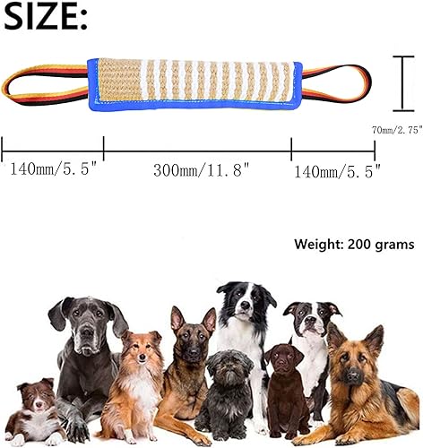 Miniatura 9 de Clysoru Juguete para tirar del perro, almohada de yute para mordedura de perro, juguete con 2 asas fuertes