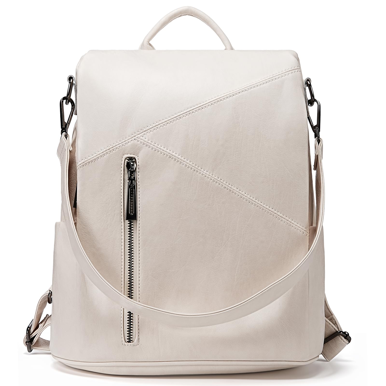 MOLSHINE HB041 Sac à dos antivol en cuir végétalien pour femme, Noir, Grand