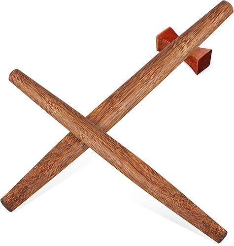Rodillo de madera para hornear largo con soporte de palillos para fondant, corteza de pastel, galletas, pastelería, 2 uds